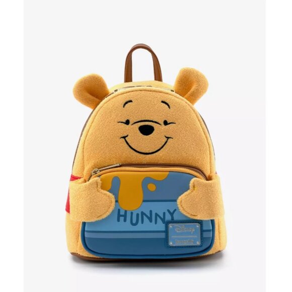 Loungefly Disney Winnie The Pooh Felt Honey Tummy Mini Backpack Bag Yellow - Picture 1 of 9